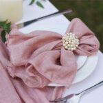 Dusty Rose Polyester Cotton Crinkle Fabric Napkins DSNA04_2