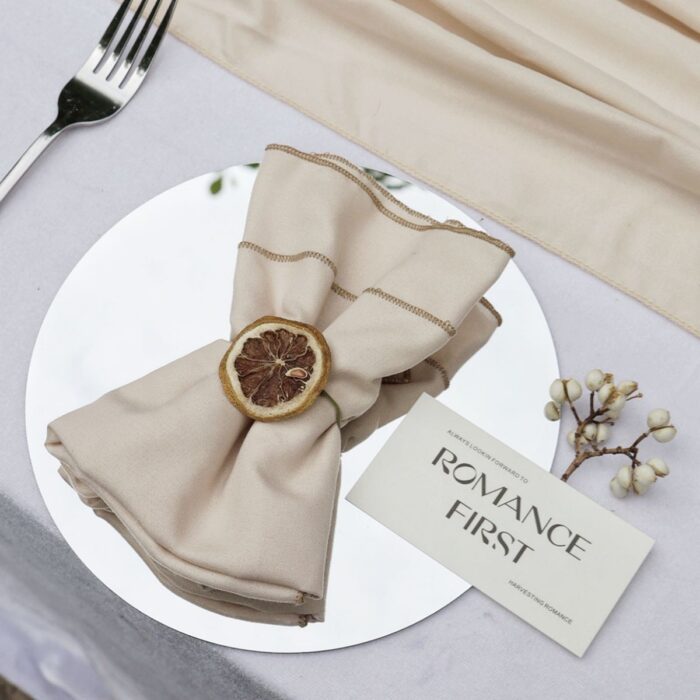 Glossy Cream Cotton-Linen Wedding Table Napkin DSNA05_4