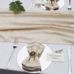 Glossy Cream Cotton-Linen Wedding Table Runner DSTR09_2