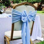 Glossy Light Blue Cotton-Linen Wedding Chair Sashes DSCD02