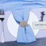 Glossy Light Blue Cotton-Linen Wedding Table Napkin DSNA05