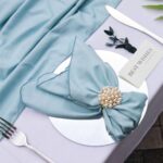 Glossy Light Dusty Blue Cotton-Linen Wedding Table Napkin DSNA05_7