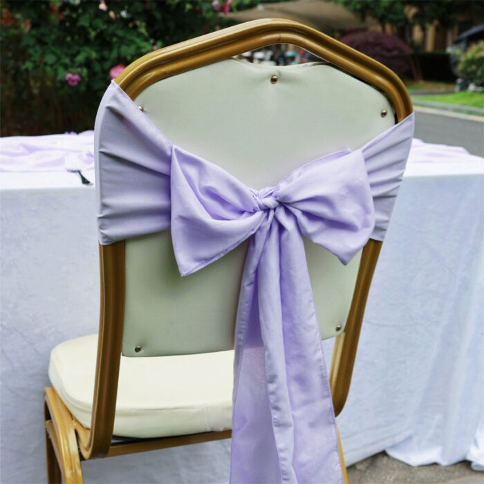 Glossy Lilac Cotton-Linen Wedding Chair Sashes DSCD02