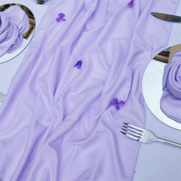 Glossy Lilac Cotton-Linen Wedding Table Runner DSTR09_2