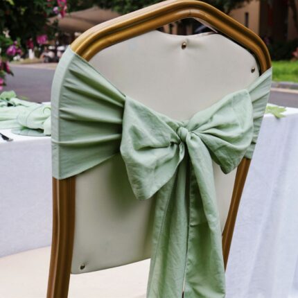Glossy Sage Green Cotton-Linen Wedding Chair Sashes DSCD02