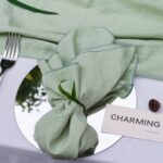 Glossy Sage Green Cotton-Linen Wedding Table Napkin DSNA05_2