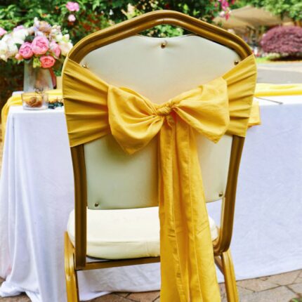 Glossy Yellow Cotton-Linen Wedding Chair Sashes DSCD02_2