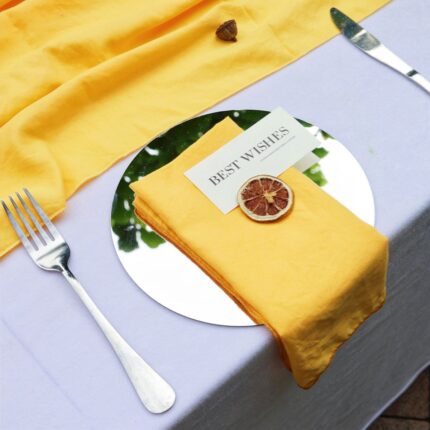 Glossy Yellow Cotton-Linen Wedding Table Napkin DSNA05_5