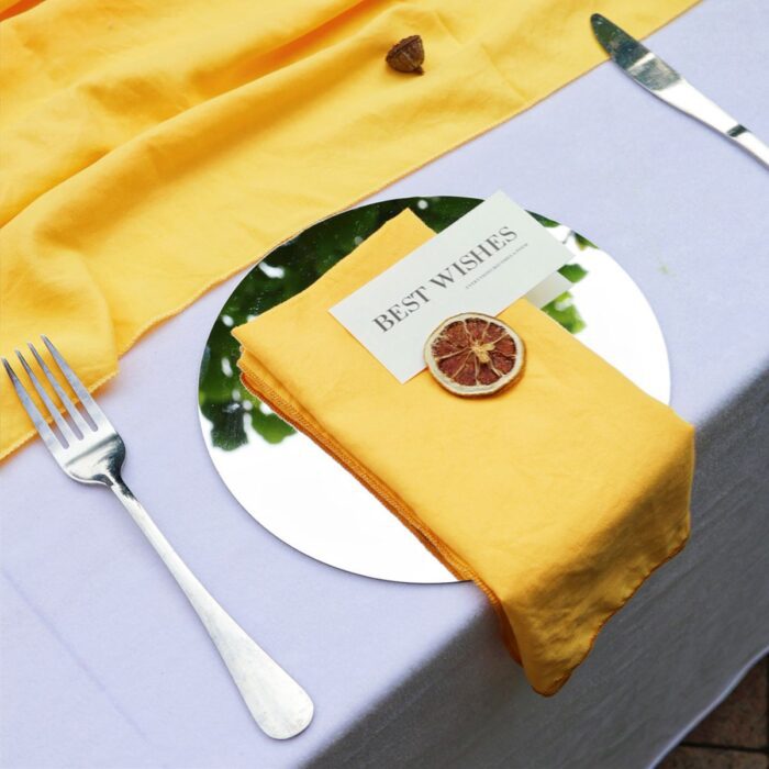 Glossy Yellow Cotton-Linen Wedding Table Napkin DSNA05_5