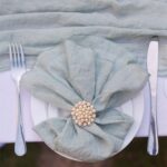 Green Polyester Cotton Crinkle Fabric Napkins DSNA04