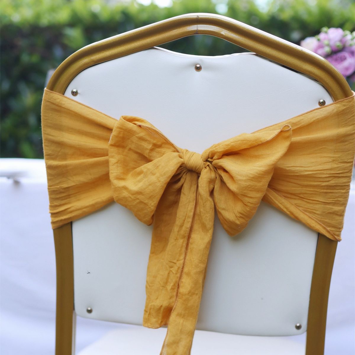 Mustard Yellow Chic Cotton Gauze Chair Sashes DSCD01