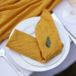 Mustard Yellow Polyester Cotton Crinkle Fabric Napkins DSNA04