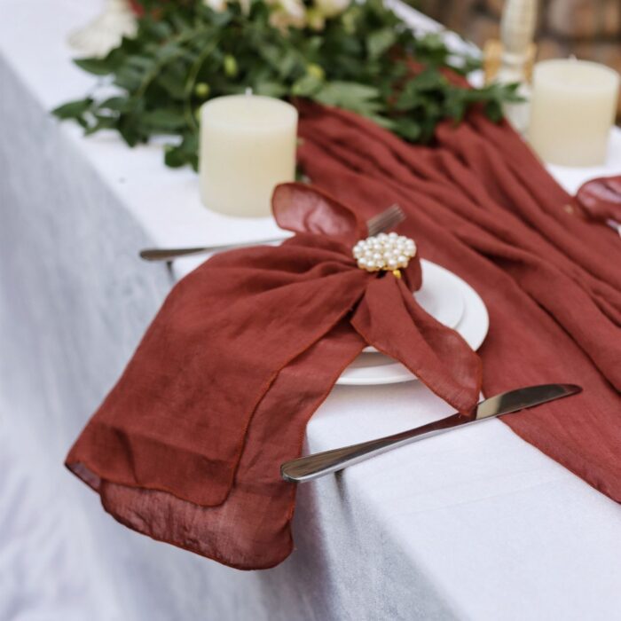 Rust Polyester Cotton Crinkle Fabric Napkins DSNA04