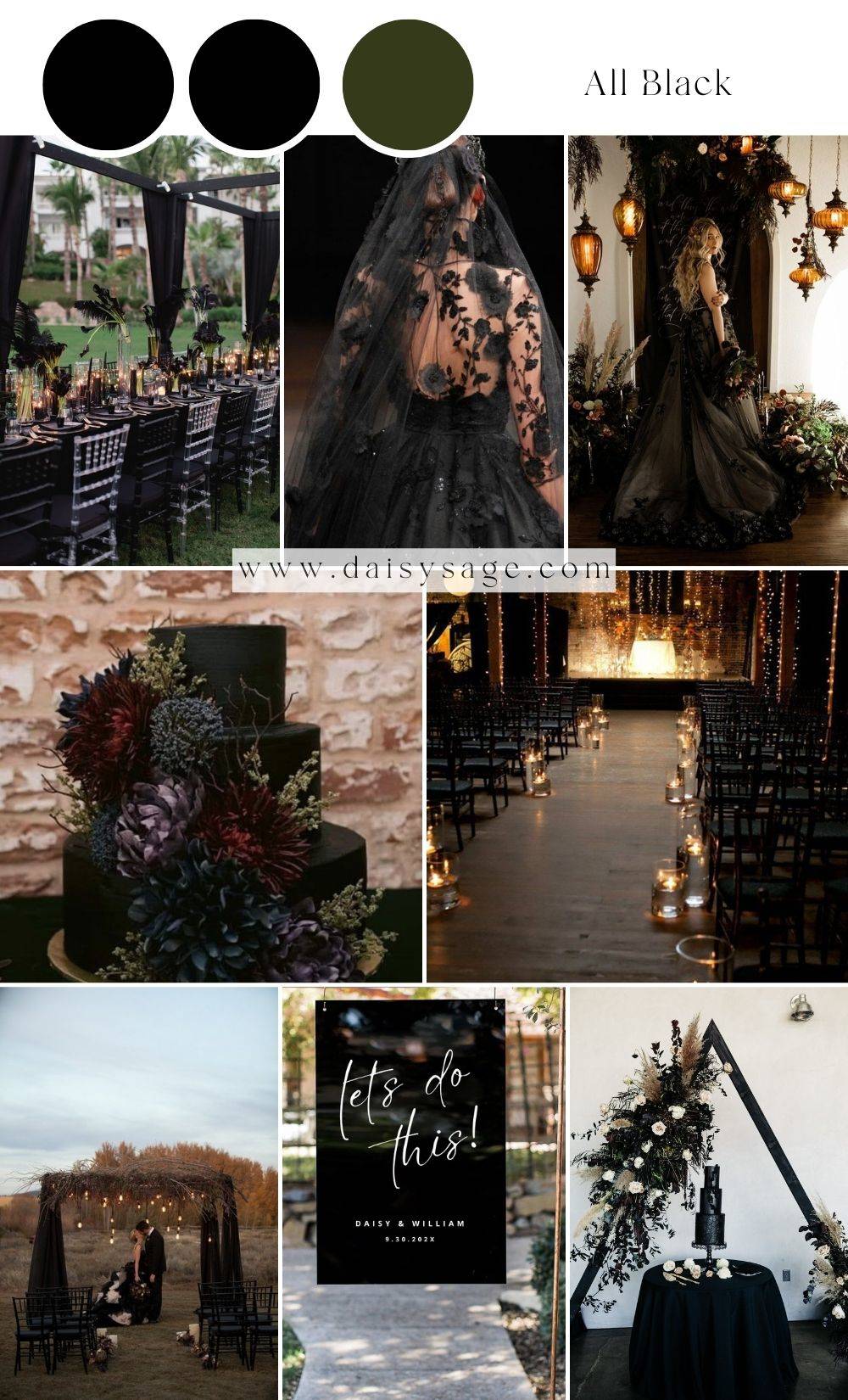 all black wedding color theme idea