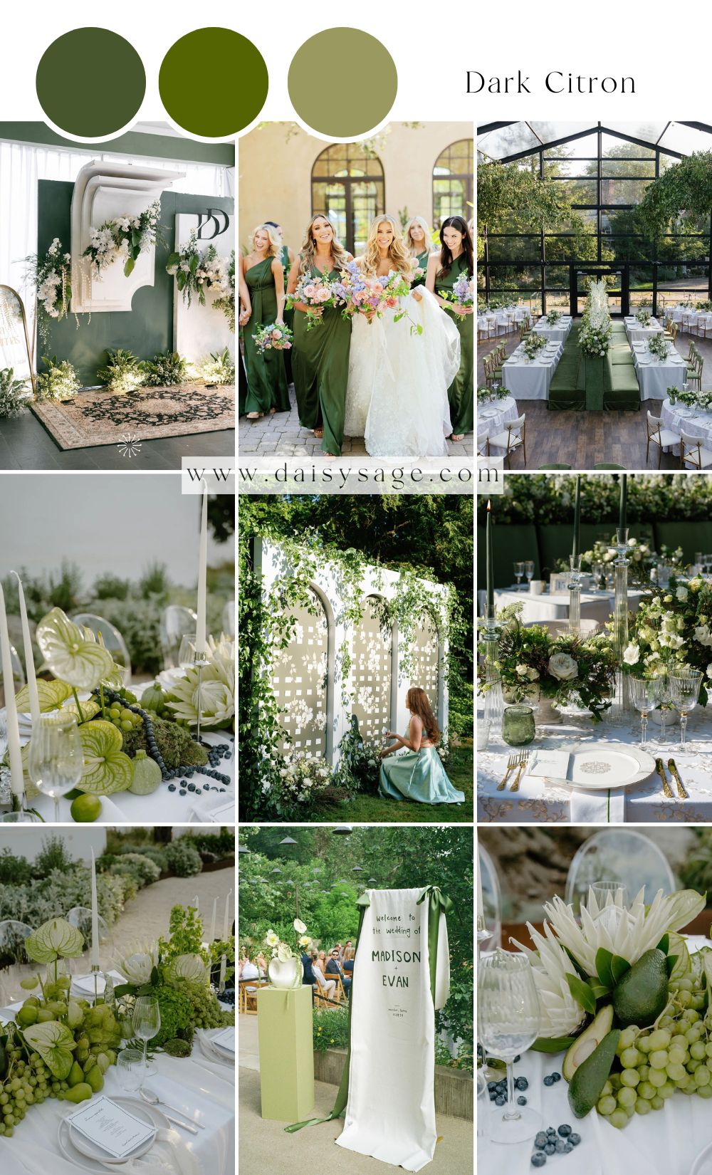 Dark citron wedding color palette idea