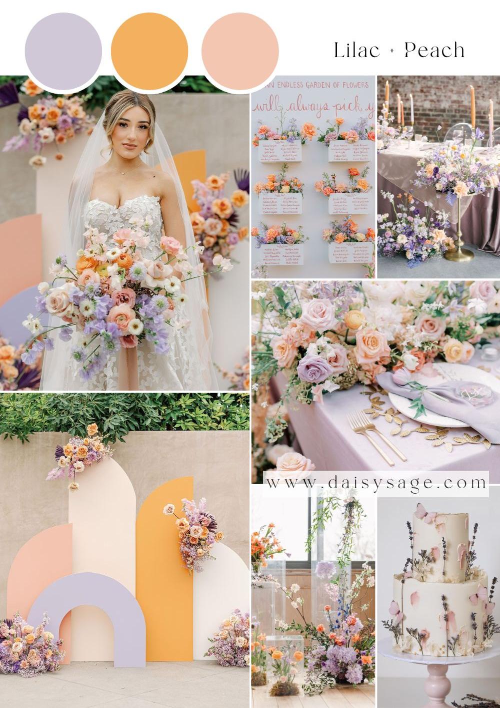 Lilac and peach wedding color trend idea