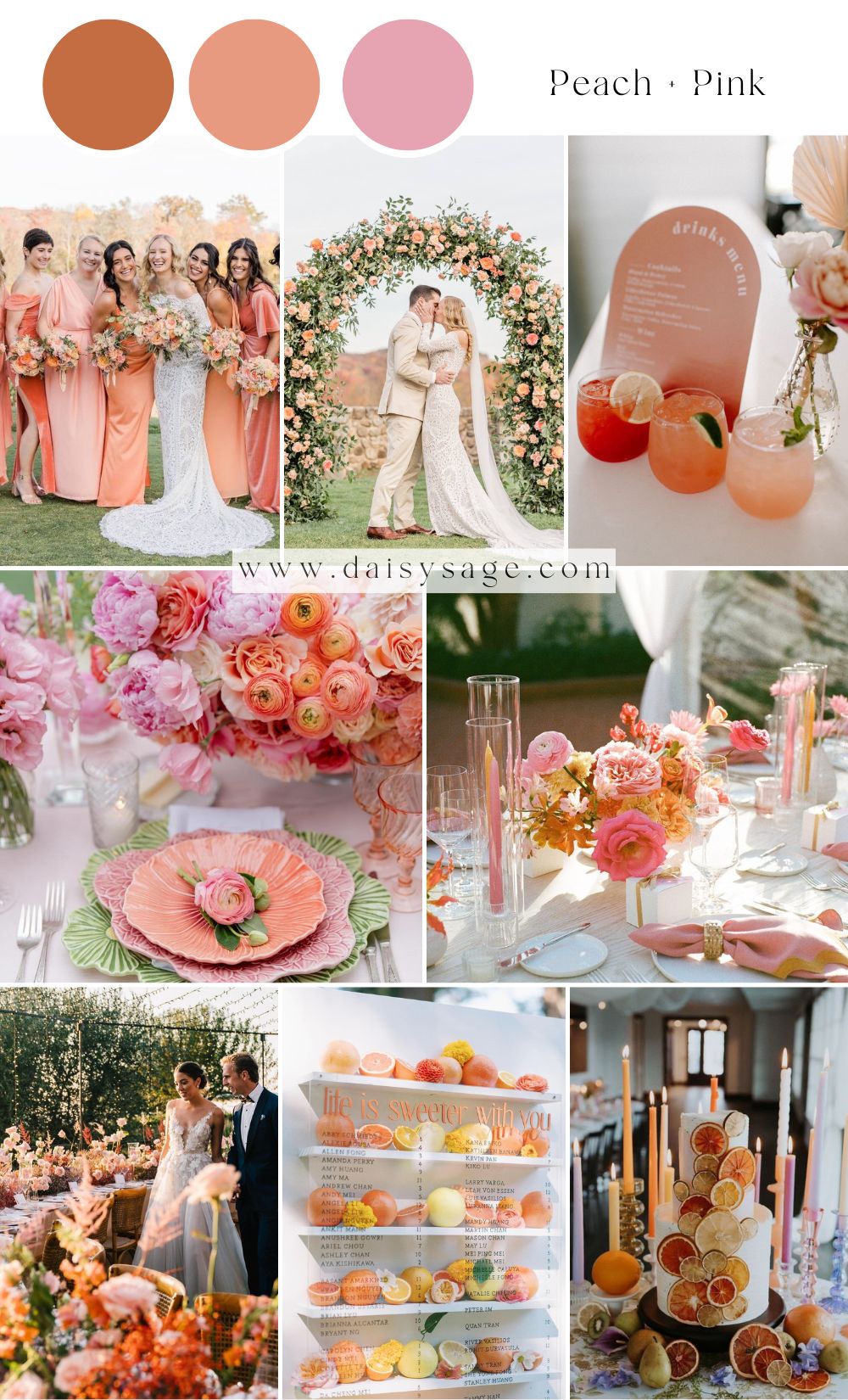 Peach and pink wedding color trend