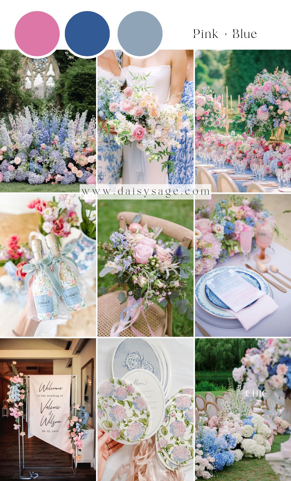 Pink and blue wedding color idea