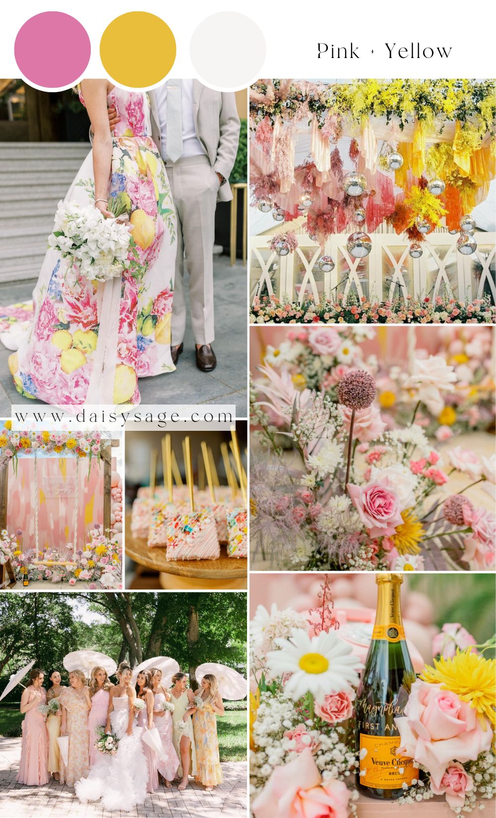 Pink and yellow wedding color trend idea