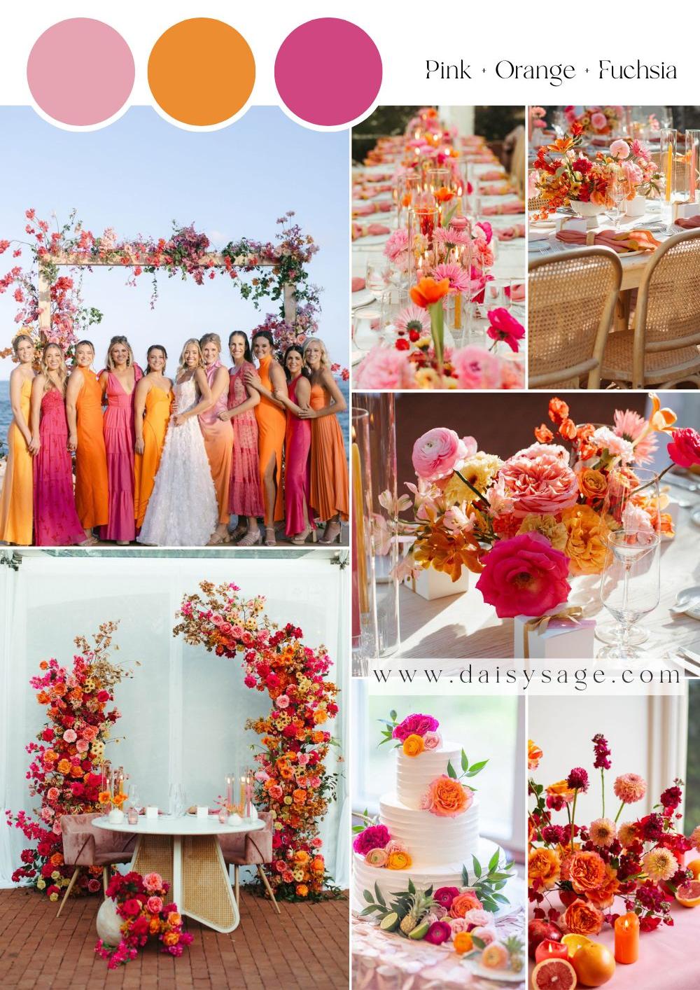 Pink orange and fuchsia wedding color trend