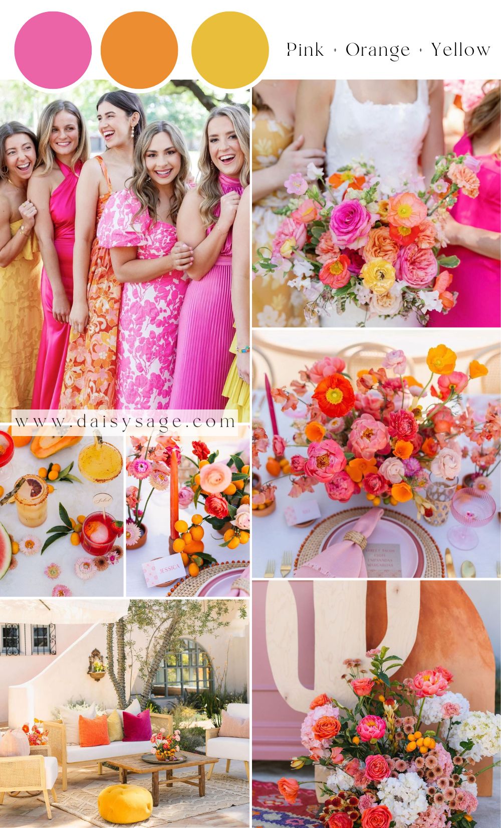 Pink orange and yellow wedding color trend idea